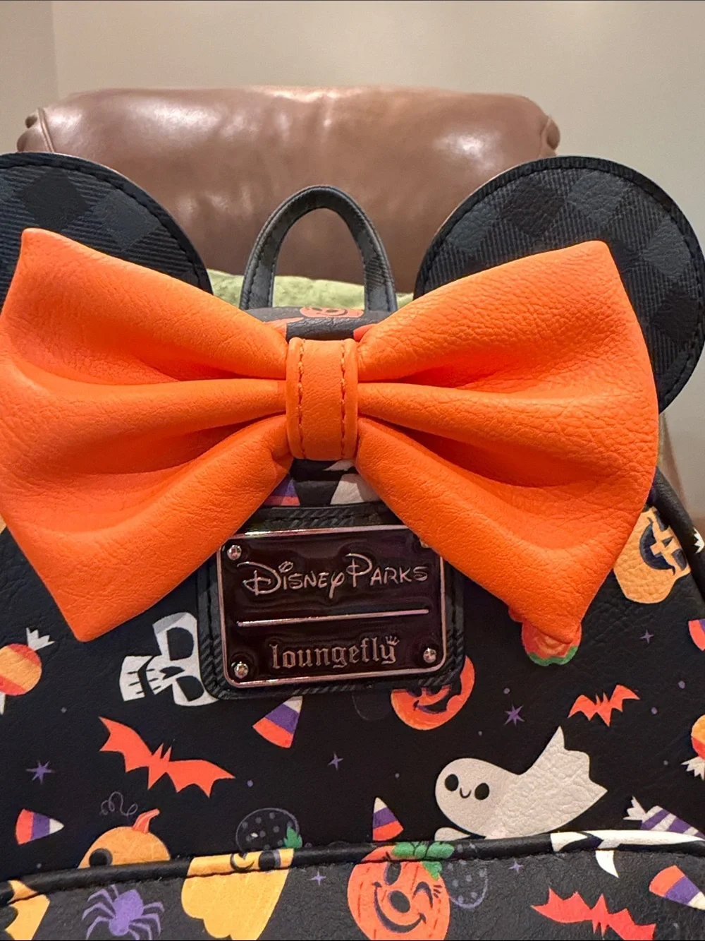 Disney Parks Loungefly Halloween Mini Backpack with Orange Bow
